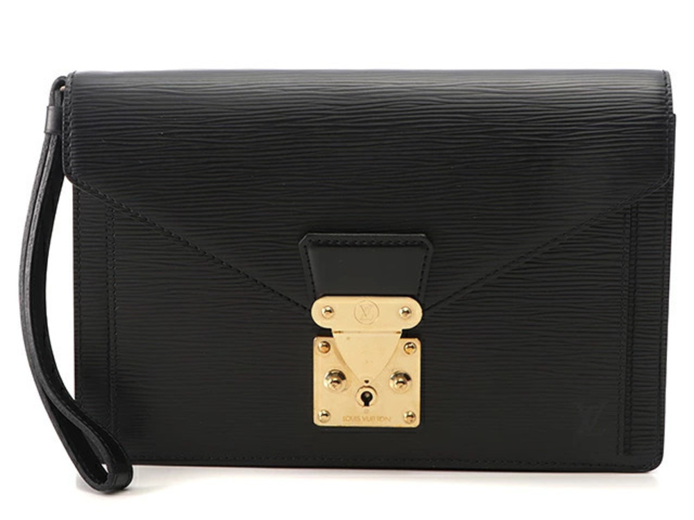 LOUIS VUITTON Pochette Sellier Dragonne Epi Noir Black